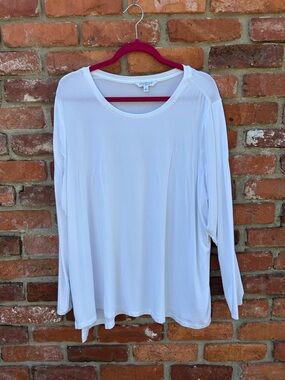 Liverpool White Long-Sleeve Scoop Neck  Top 3X